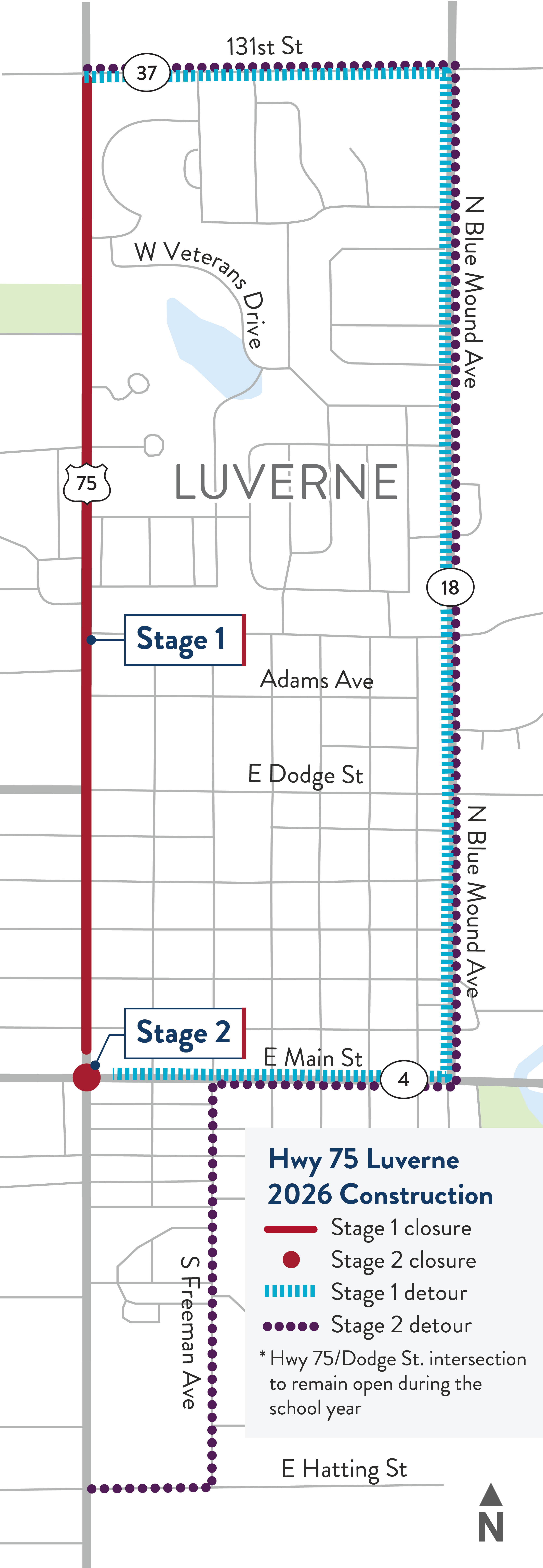 map Hwy 75 Luverne -2026 Construction